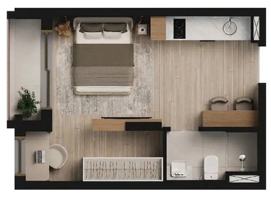 Planta 01 - 1 dorm 28m² - studio