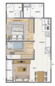 Planta 09 - 2 dorm 49,35m�