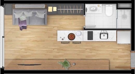 Planta 02 - 1 dorm 28m� - studio