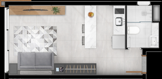 Planta 04 - 1 dorm 31m� - studio