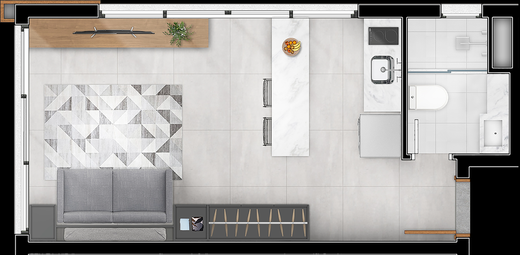 Planta 06 - 1 dorm 31m� - studio