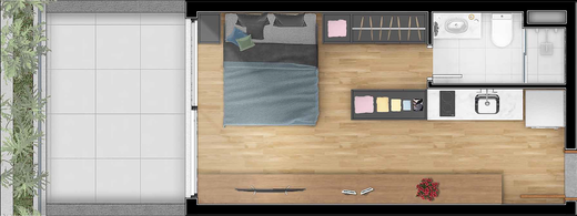 Planta 08 - 1 dorm 39m� - studio garden