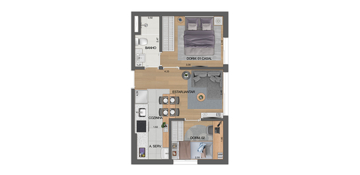 Planta 04 - 2 dorm 34m
