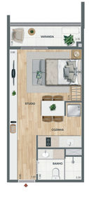Planta 02 - 1 dorm 33,25m² - studio