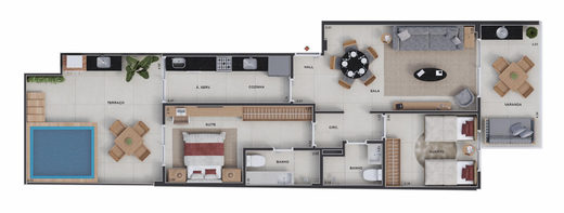 Planta 04 - 2 dorm 85,05m² - garden