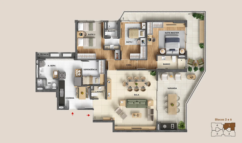 Planta 01 - 3 dorm 171,37m�