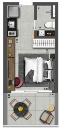 Planta 01 - 1 dorm 26m� - studio