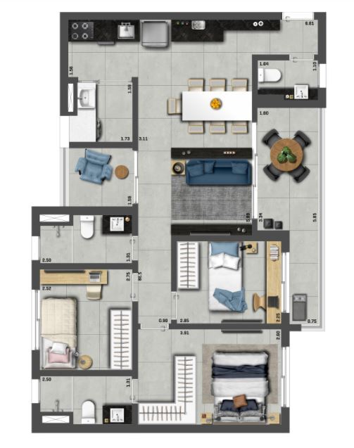 Planta 03 - 3 dorm 85 11m�