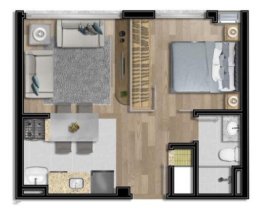 Planta 01 - 1 dorm 34m� - studio