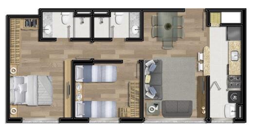 Planta 04 - 2 dorm 60m�