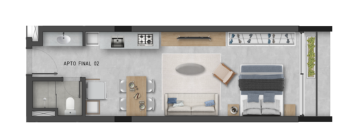 Planta 01 - 1 dorm 33m� - studio