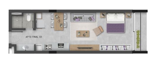 Planta 02 - 1 dorm 33m� - studio