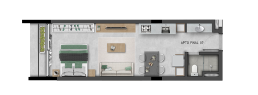 Planta 03 - 1 dorm 33m� - studio