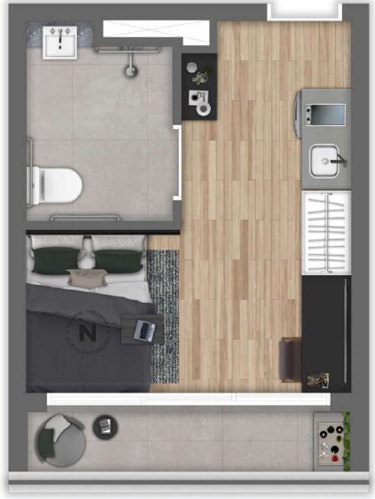 Planta 03 - 1 dorm 23 74m� - studio