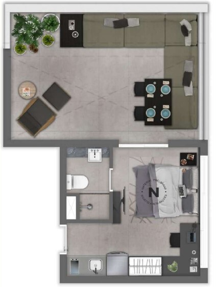 Planta 06 - 1 dorm 43 44 - studio - garden