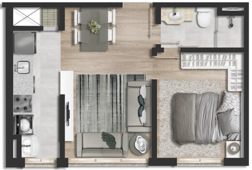 Planta 01 - 1 dorm 35 05m²