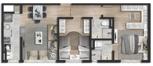 Planta 02 - 2 dorm 58 93m²