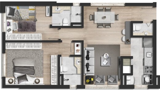Planta 03 - 2 dorm 67 25m²