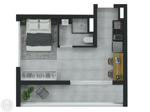 Planta 04 - 1 dorm 32 60m² - studio
