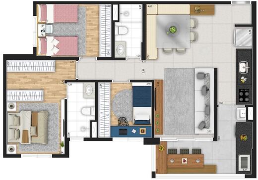 Planta 04 - 3 dorm 80 40m²