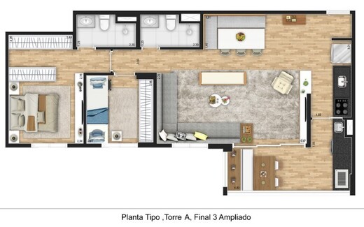 Planta 07 - 2 dorm 81 27m² - opção