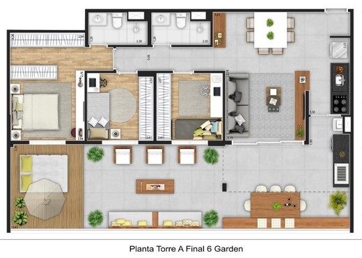 Planta 09 - 3 dorm 118 33m² - garden - opção