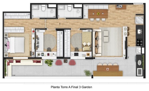 Planta 10 - 3 dorm 97 06m² - garden - opção