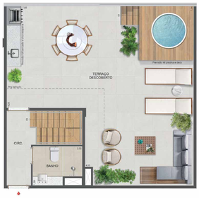Planta 46 - 2 dorm 135,58m² - cobertura duplex - superior