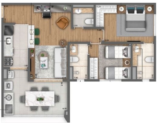 Planta 05 - 2 dorm 75m� - op��o