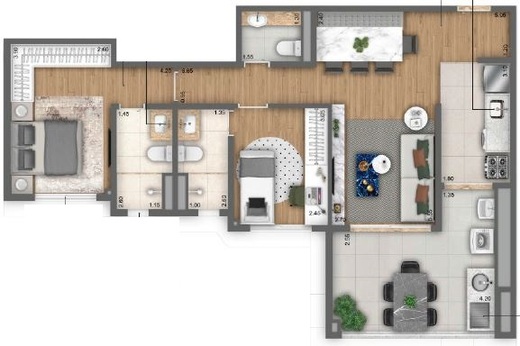 Planta 06 - 2 dorm 78m�