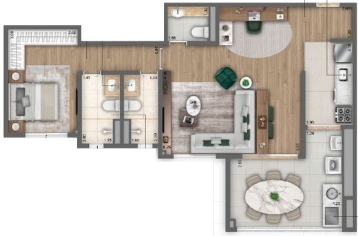 Planta 07 - 2 dorm 78m� - op��o