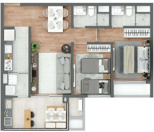 Planta 01 - 2 dorm 69m