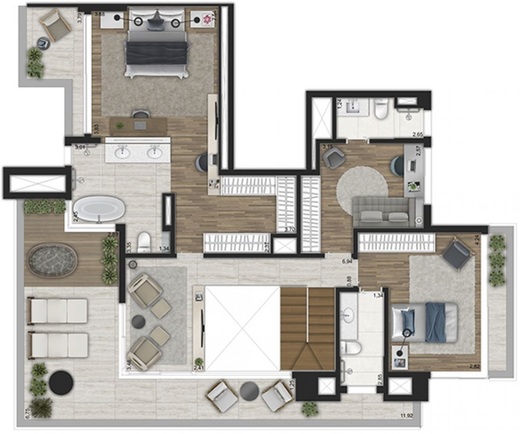 Planta 04 - 3 dorm 281m� - duplex superior