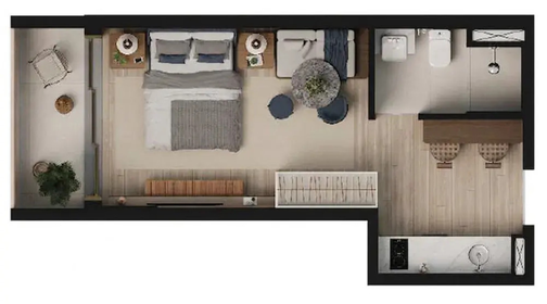 Planta 03 - 1 dorm 30m² - studio