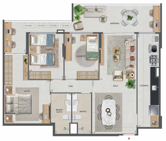 Planta 36 - 3 dorm 102,15m²