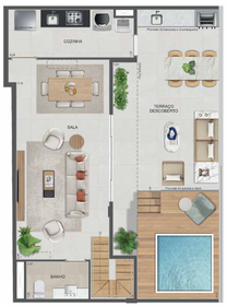 Planta 58 - 3 dorm 148,78m² - cobertura duplex - superior
