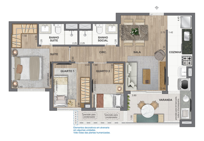 Planta 14 - 3 dorm 63,94m²