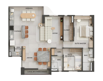 Planta 09 - 2 dorm 86m² - opção 2