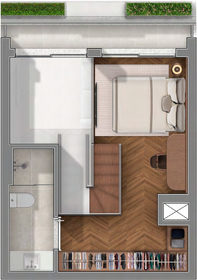 Planta 04 - 1 dorm 56,02m² - cobertura duplex - superior