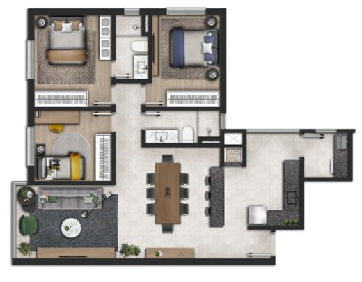 Planta 02 - 3 dorm 90 02m�