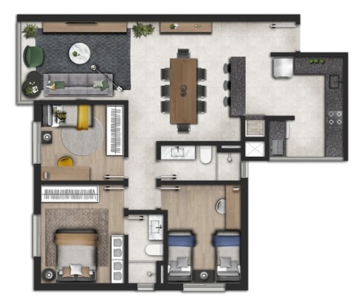 Planta 03 - 3 dorm 91 20m�