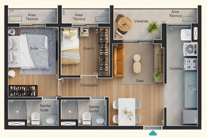 Planta 02 - 2 dorm 51,26m�