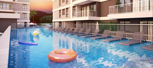 Conheça Piscina do empreendimento - Fachada - Be Happy Residence - 447 - 12 Piscina - Fachada - Be Happy Residence - 447 - 12