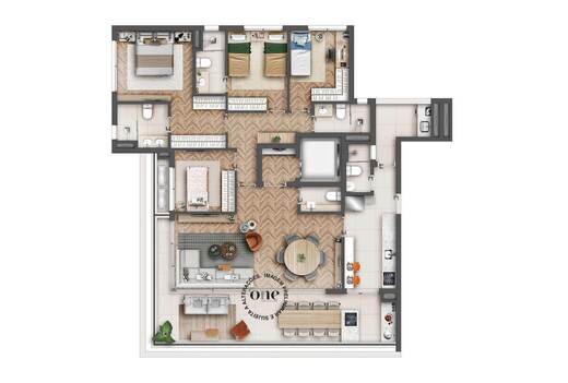 Planta 01 - 4 dorm 160m�