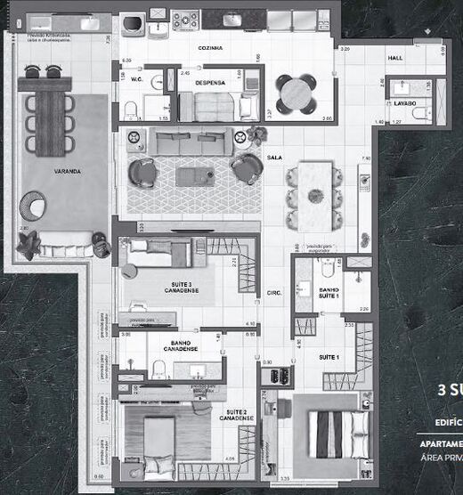 Planta 20 - 3 dorm 147 90m²