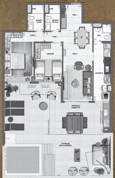 Planta 21 - 2 dorm 154 23m² - garden