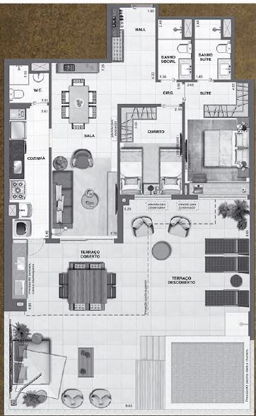 Planta 22 - 2 dorm 156 19m² - garden