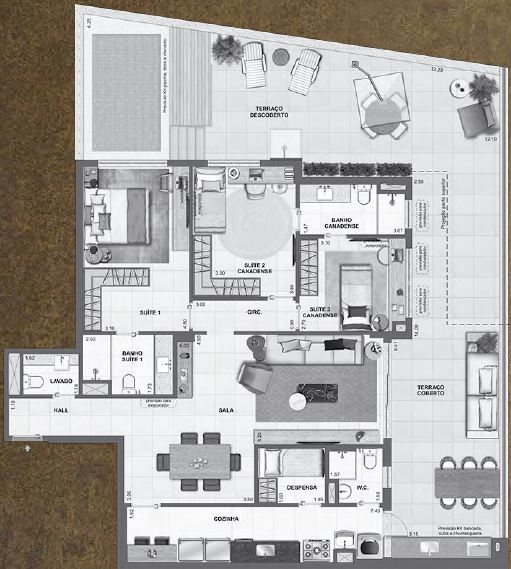 Planta 23 - 3 dorm 192 90m² - garden