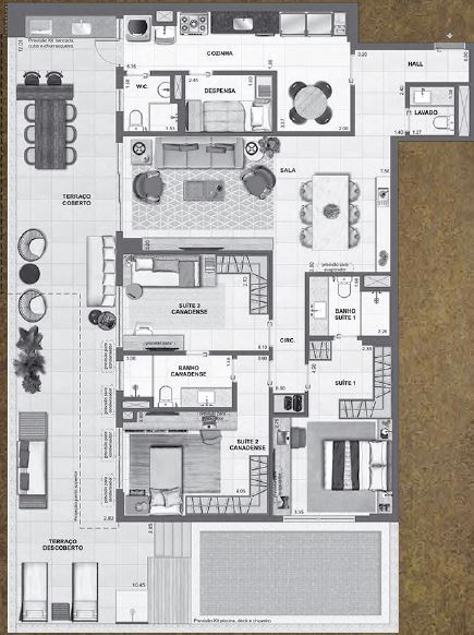 Planta 24 - 3 dorm 193 48m² - garden