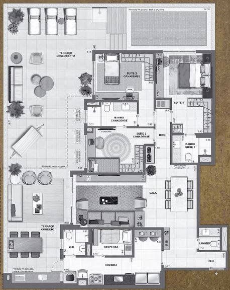 Planta 26 - 3 dorm 214 27m² - garden